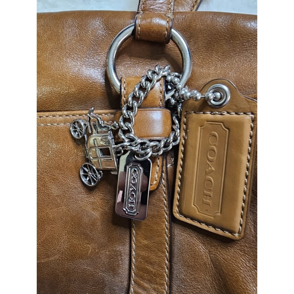 Coach Bonnie 12695 Satchel British Tan Leather Shoulder Bag Y2K - Picture 3 of 11